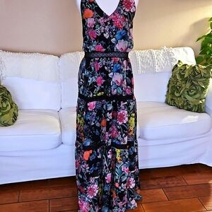 New York & Company Floral Maxi Dress Size XL